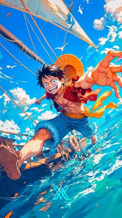 Hình fanart Luffy nét vẽ sơn loang, thần thái tự do đúng Hito Hito no Mi, Model Nika.
