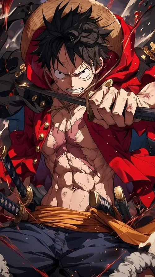 Hình bìa Luffy giữa poster cổ, gợi cha Dragon và Quân Cách mạng ở phía sau câu chuyện.