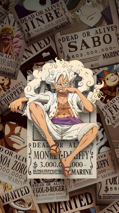 Hình nền Luffy gear 5 ngồi cười giữa vòng lửa, mây trắng quấn cổ vai, cảm giác tự do bùng nổ