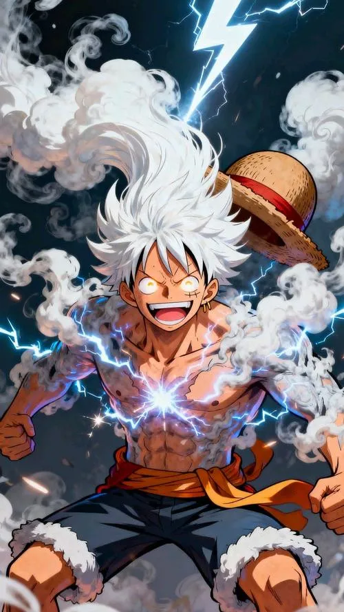 Ảnh làm banner Luffy Nika, bố cục lệch góc, khoảng trống rộng giúp chữ dễ đặt