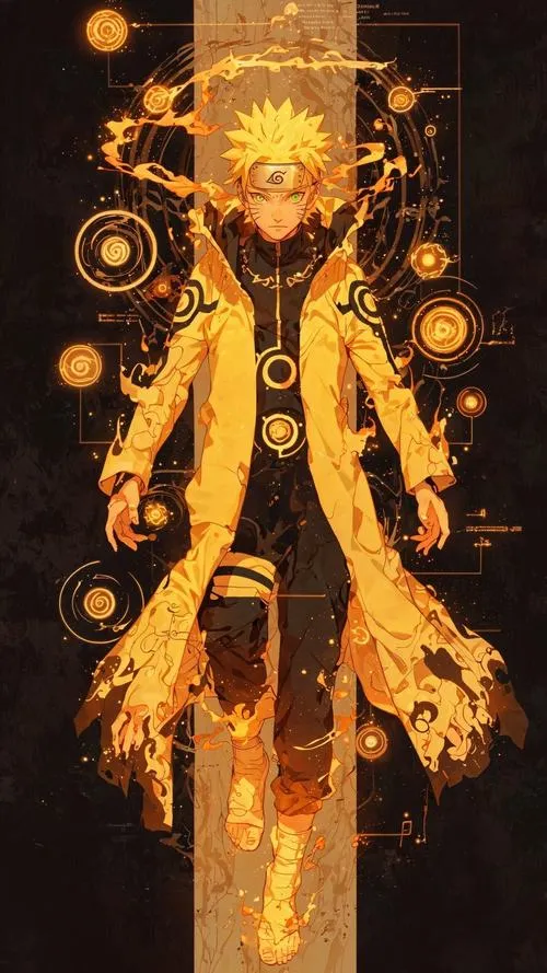 Wallpaper Naruto hiền nhân Myoboku, aura ấm, nền trời trầm, nhìn vào thấy kiểu trưởng thành hẳn