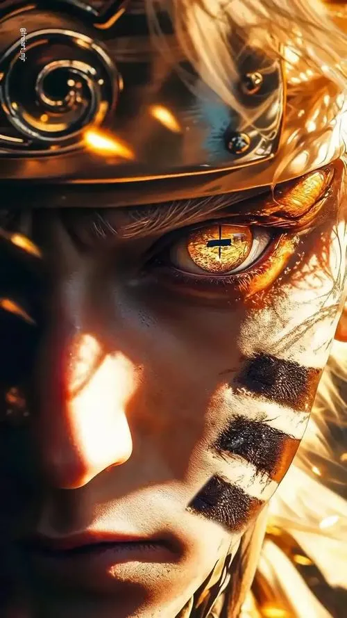 Hình nền Naruto tiên nhân tối giản, chỉ mắt cóc và quầng cam, hợp ai thích ngầu kiểu tinh gọn