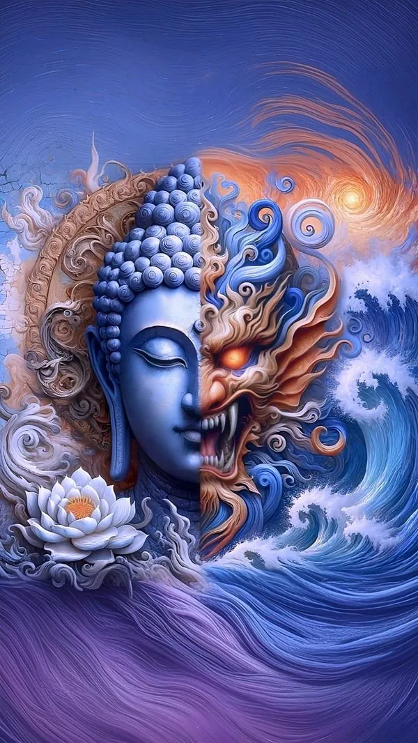 Ảnh nền A Di Đà với hào quang vàng ấm giải thoát