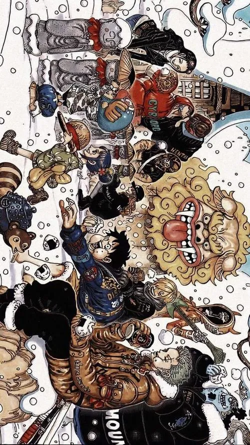 Ảnh fanart collage One Piece nhiều nhân vật dày chi tiết, tông trắng đen phá cách, nhìn càng lâu càng cuốn