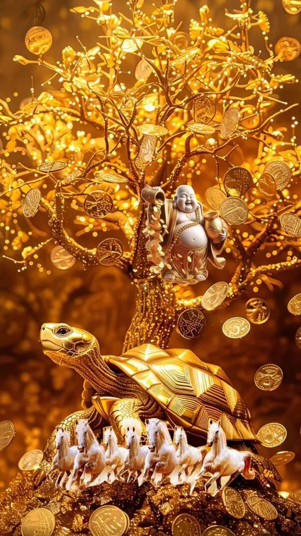 Hình nền phật may mắn tối giản, càng ít chi tiết càng dễ tĩnh tâm mỗi ngày