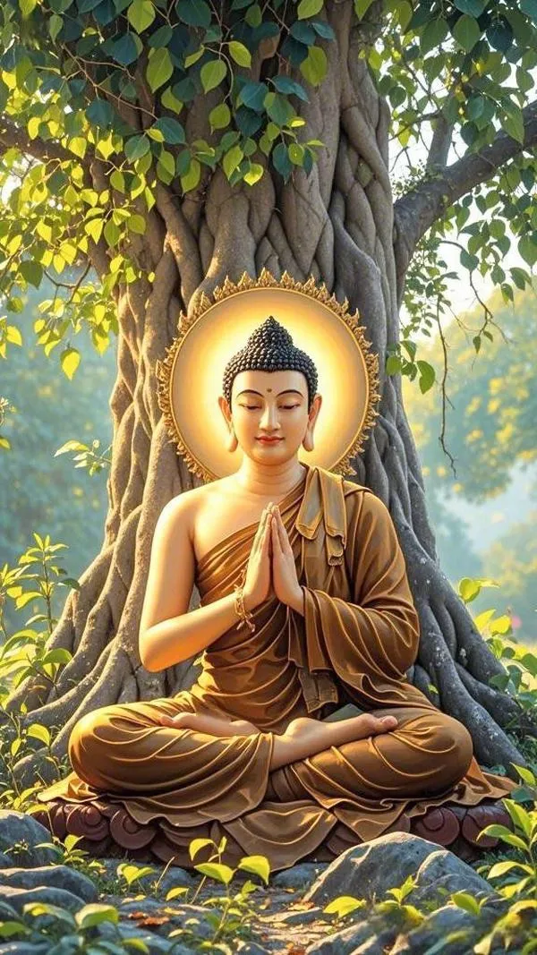 Ngắm ánh hào quang vàng kim phủ nhẹ sau tượng Phật trang nhã