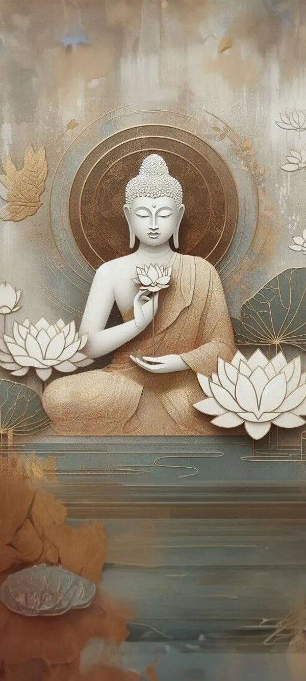 Tượng Phật gồm áo cà sa đỏ son ánh lan tỏa