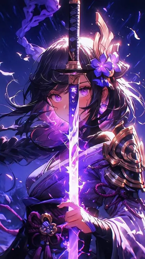 Ảnh fanart Raiden Ei bước ra từ tĩnh thổ, ánh tím lan nhẹ, cảm giác vĩnh hằng bao trùm