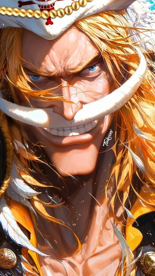 Hình Râu Trắng mặt nghiêng, tông cam ấm, nếp nhăn sâu, cảm giác từng trải.