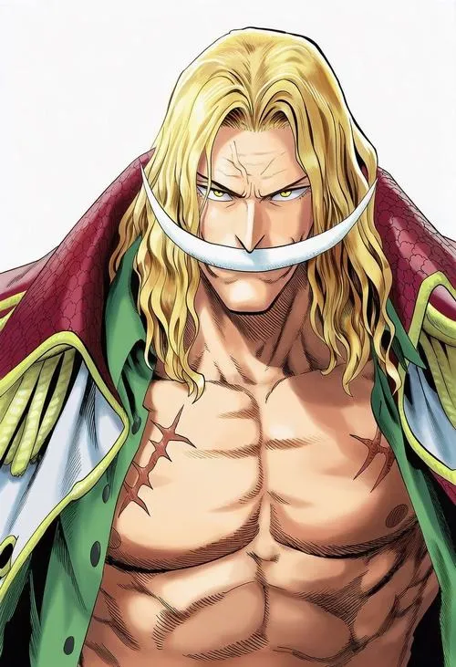 Hình nền Râu Trắng trẻ hơn, tóc vàng, ánh mắt sắc, vibe huyền thoại trước thời chiến.