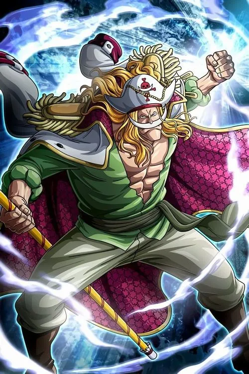 Hình nền Râu Trắng pose chiến đấu, điện xanh quấn quanh, nhìn là thấy áp lực.