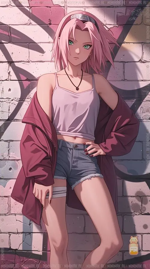 Ảnh bìa Sakura Haruno đứng cạnh đồng đội tóc đen, nền băng giá xanh, mood lạnh và căng thẳng.