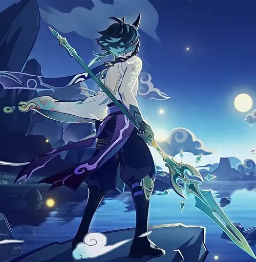 56 Hình nền Xiao Genshin Impact tông xanh lạnh viền sáng mờ hợp màn hình khóa tối giản và sắc nét