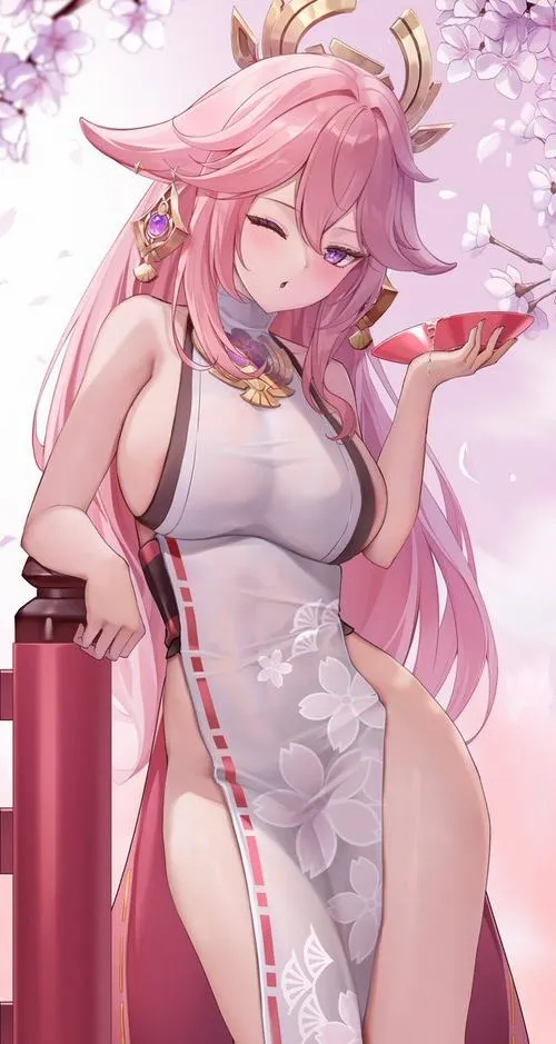 Hình nền điện thoại Hồ Ly Inazuma cận cảnh Vision Lôi, ánh tím phản chiếu phụ kiện vàng kim