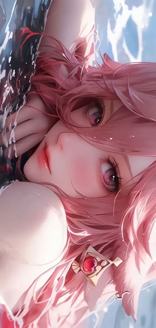 Hình nền đẹp Guuji Yae với chi tiết vàng kim tinh xảo, trang phục vu nữ cách tân rất sang