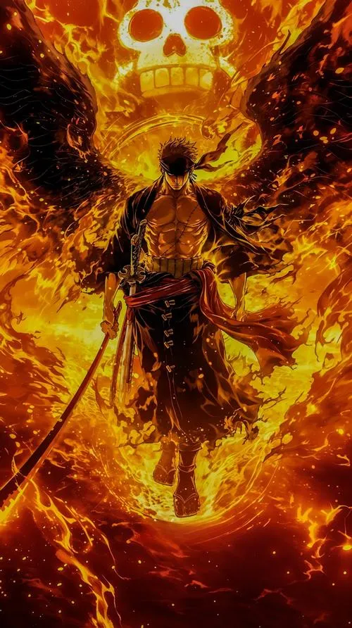 Hình nền Zoro nhấn vùng highlight trên tóc, ánh xanh phủ viền, nền gradient hậu cảnh dịu mắt