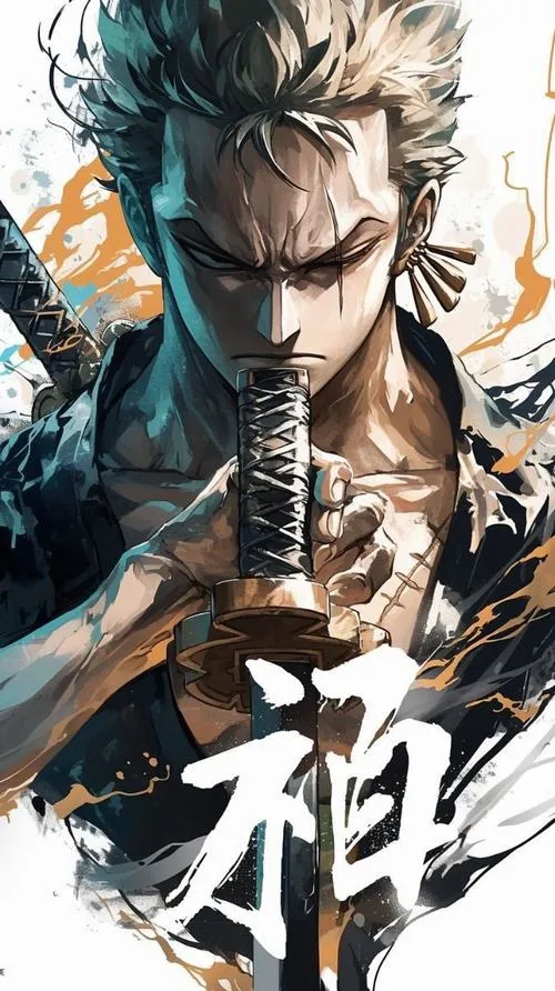 Nền điện thoại Zoro ngầu với vệt chém dọc phát sáng, hiệu ứng nứt xanh, tương phản cao dễ nhìn icon