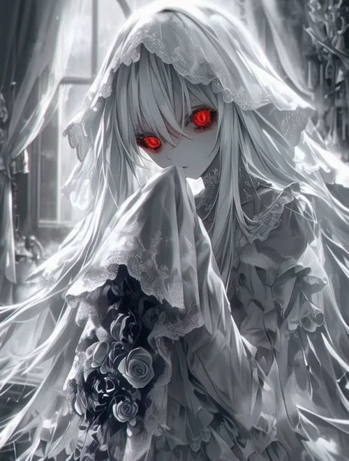 Ảnh sắc xám chủ đạo tạo không khí trầm cho nữ anime ngầu