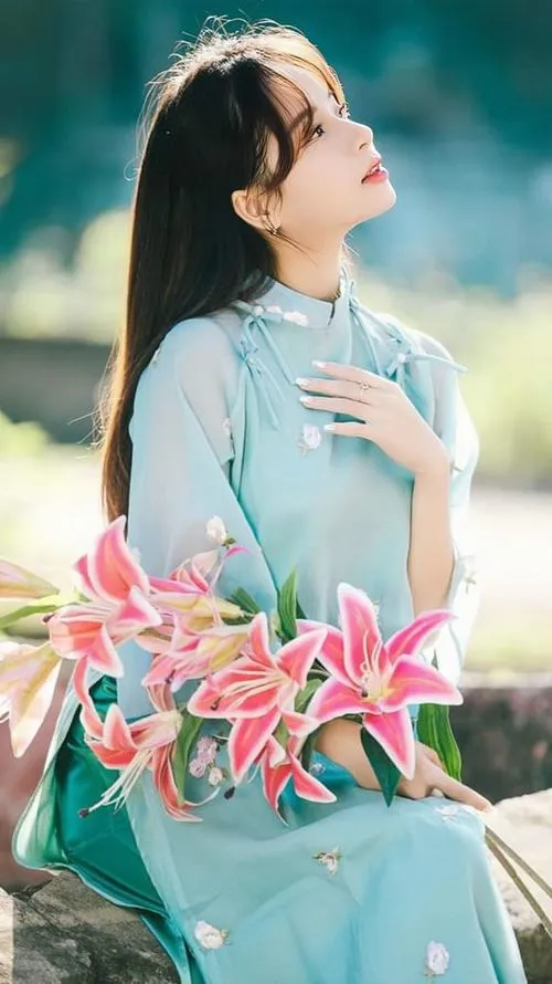 Chuyển động tà áo nhẹ làm ảnh thêm thướt tha và nữ tính