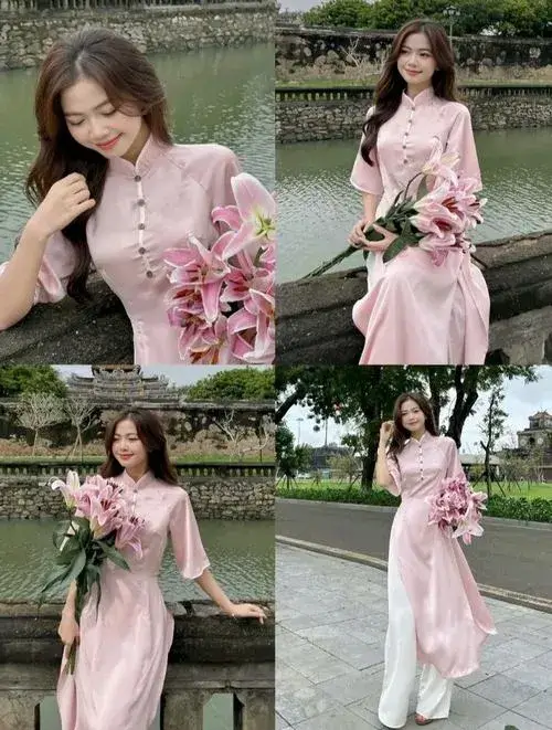 Dáng ngồi áo dài mang nét dịu dàng trong không gian chụp yên tĩnh