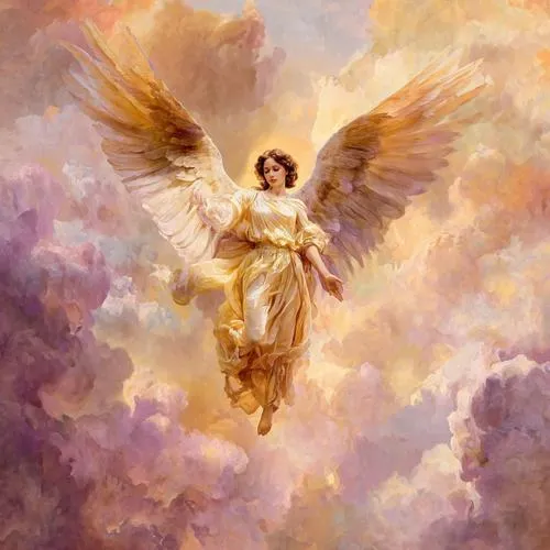 Thiên sứ bảo hộ dang cánh giữa không gian thanh sạch