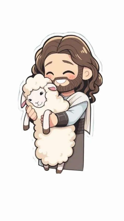 Chúa Giêsu chibi tỏa nụ cười hiền giữa nền pastel dịu