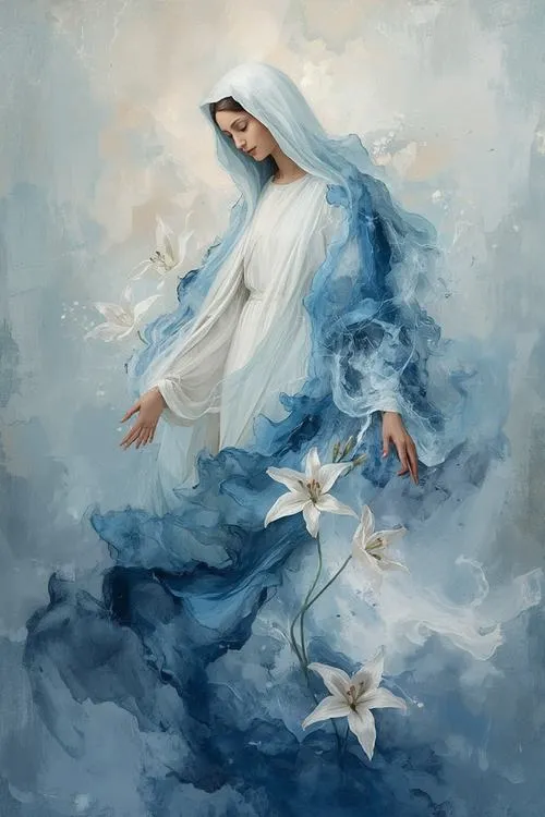 Thánh Gioan cầm thánh giá trong lời cầu nguyện