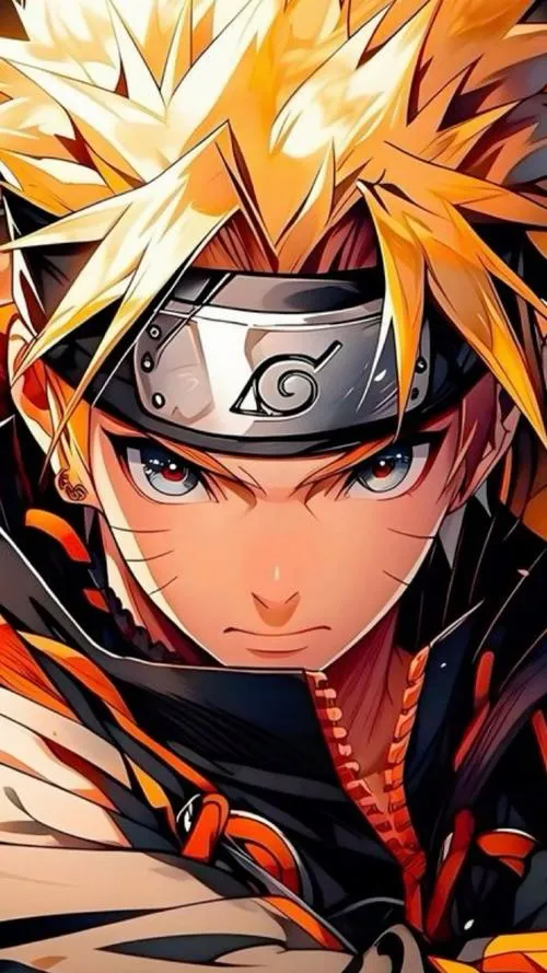 Hình Naruto cận mặt, ánh mắt gắt, băng trán Làng Lá rõ nét, vibe fanart ngầu lạnh.