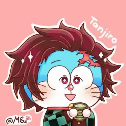 Ảnh trang cá nhân Doremon cosplay tóc đỏ, mắt long lanh, vibe bựa bựa mà vẫn cute.