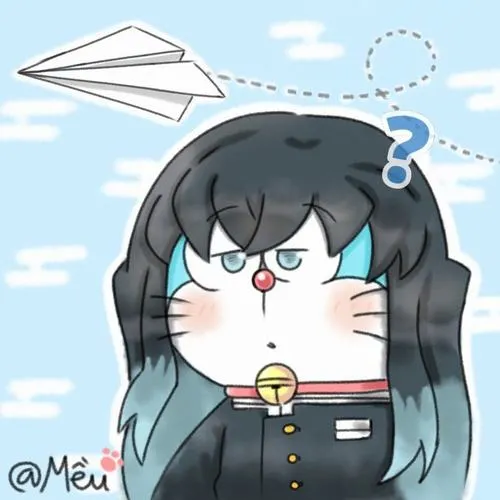 Hình đại diện ngầu Dora kiểu tóc đen, giấy máy bay bay qua, mặt lạnh như không liên quan.