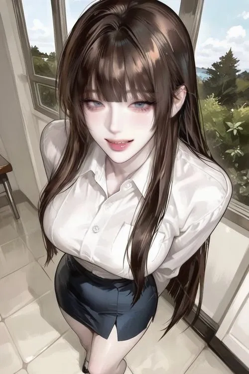 Mỹ nhân anime tỉ lệ cơ thể thon, vai nhỏ, dáng đứng cân đối nhìn rất hài hòa.