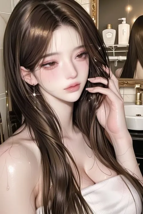 Cô gái xinh có mái tóc và lọn tóc tơi, bay nhẹ như vừa có gió lướt qua.