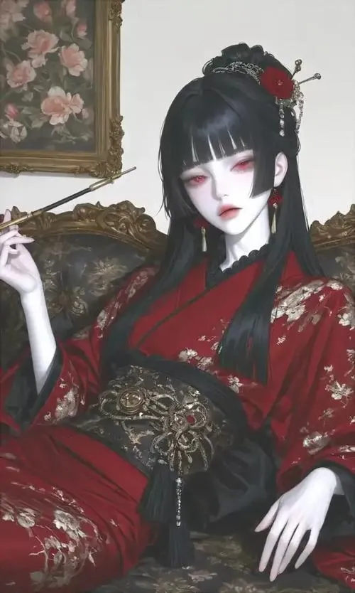 Mỹ nhân anime độ chi tiết đường nét mịn, nhìn kỹ thấy từng sợi tóc tách rõ.