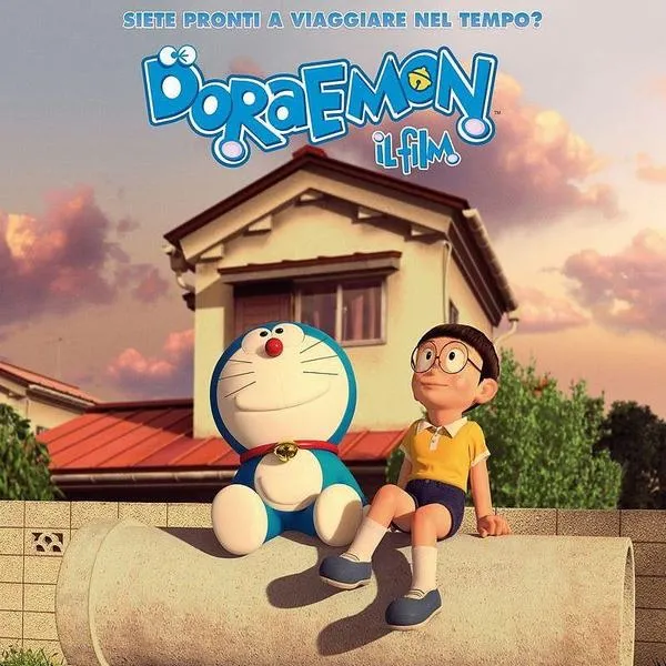 Ngôi nhà quen thuộc trong tạo hình Doraemon kiểu điện ảnh, tông hoài niệm, hợp ảnh bìa anime.