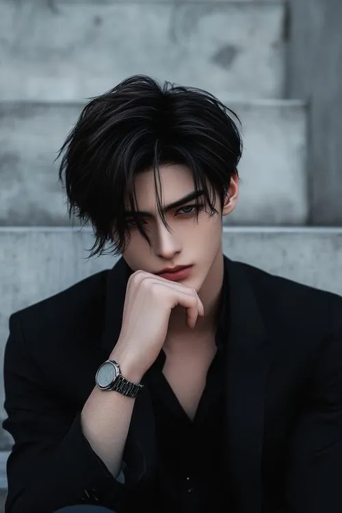 Trai chất tóc ướt nhẹ, ánh mắt lạnh, đứng sát tường như vừa bước ra khỏi đêm dài.