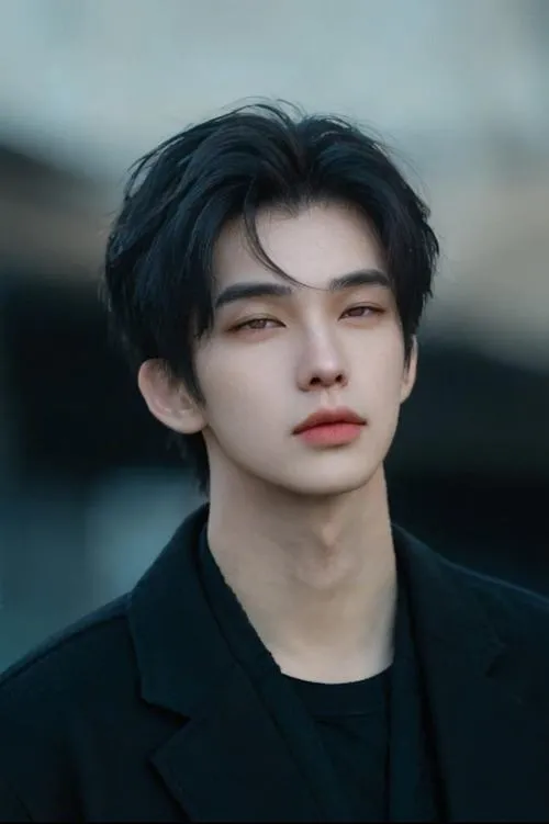 Bad boy tóc đen gọn, tông lạnh xanh, gương mặt sáng và ánh nhìn tỉnh táo.