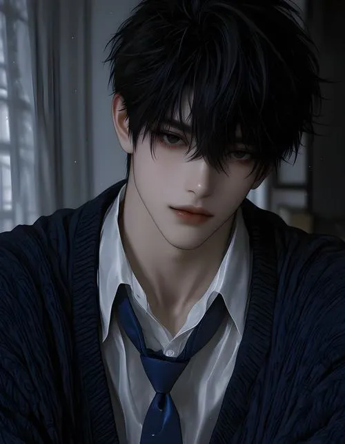 Trai đẹp tối giản, nền sáng phẳng, mắt nhìn xa tạo cảm giác hiền nhưng khó chạm.