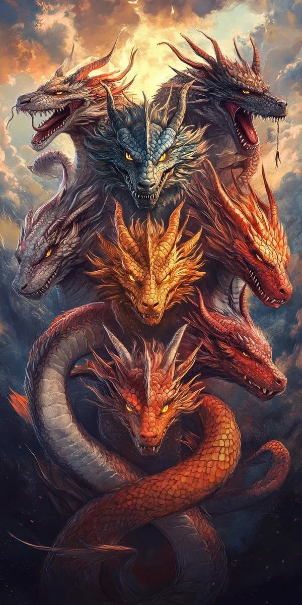 Hình nền 4K rồng lửa cuộn thân, sừng nhọn và khói tro, ảnh nền đẹp kiểu chiến đấu dữ dội