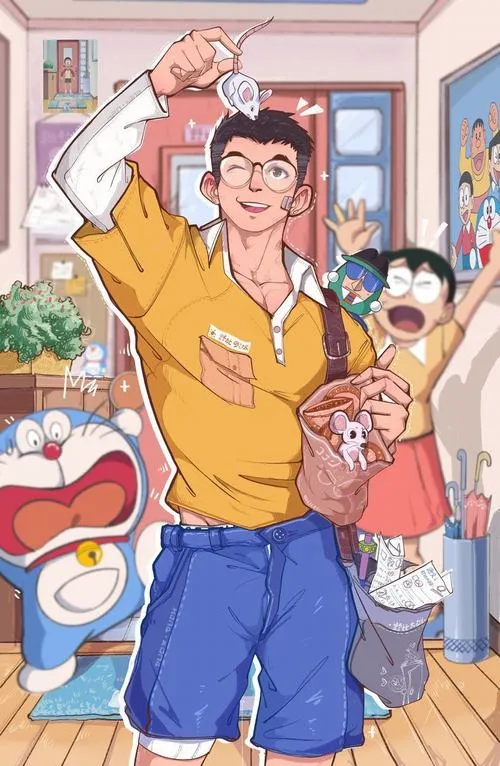 Ảnh bìa Nobita trưởng thành, tông ấm nhưng ánh nhìn lạnh, đứng giữa khung cảnh đông mà cô độc