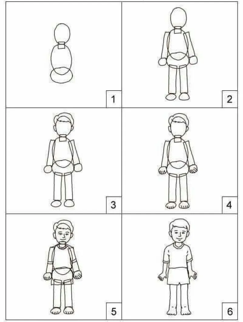 Cách vẽ dáng người nam đơn giản lớp 4 5