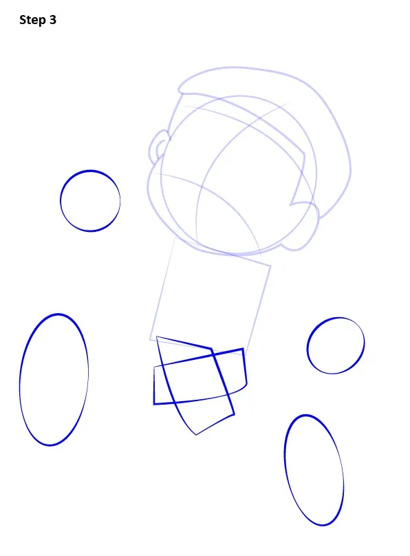 Bước 3: Đặt bốn oval tay chân để can dáng chuyển động