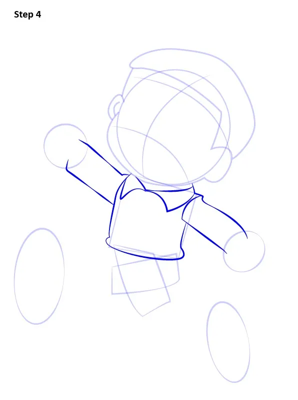 Bước 4: Phác áo phần trên, cổ áo và vai xuôi