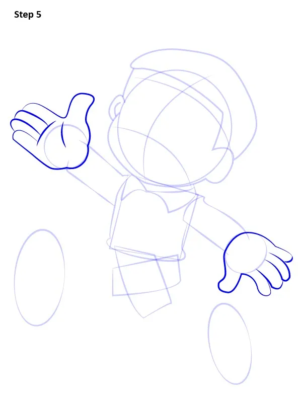 Bước 5: Vẽ bàn tay, chia ngón gọn và tròn mềm