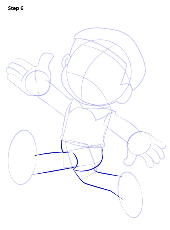 Bước 6: Hoàn thiện chân và quần short theo tỉ lệ Nobita