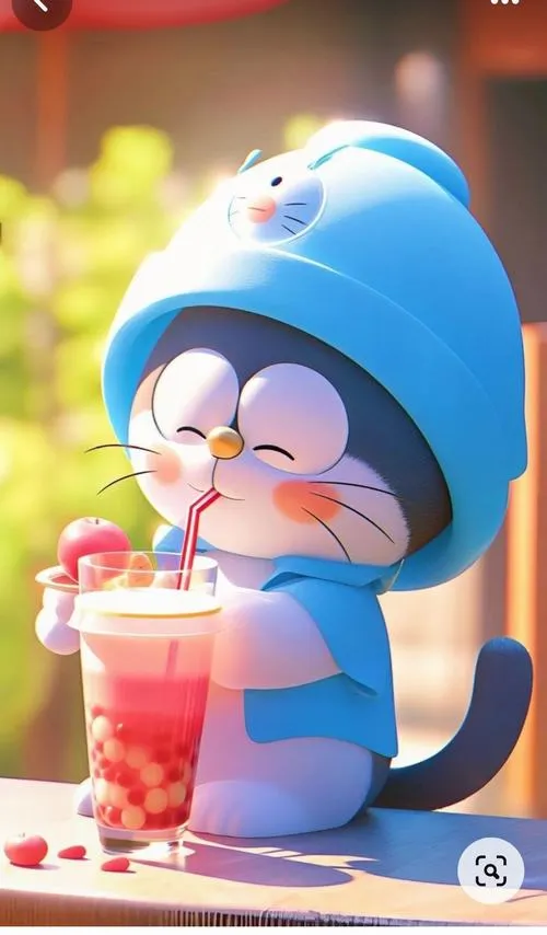 Hình nền điện thoại Chồn Xanh trùm áo, hút nước ngọt, mắt nhắm tít tận hưởng cực chill.