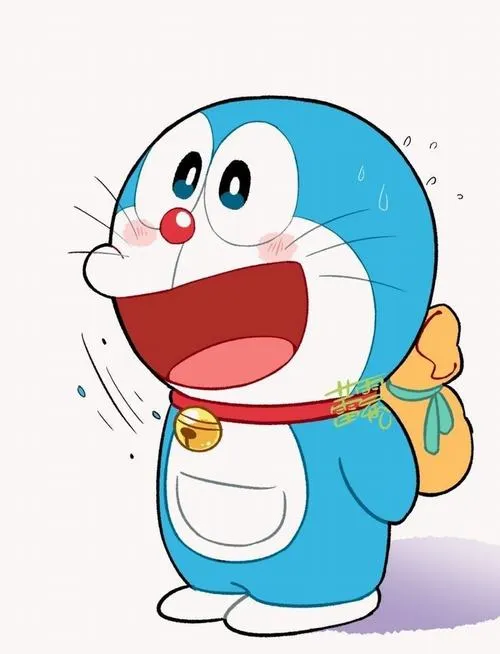 Hình nền Doraemon ngồi trên hoa, nhìn mơ màng, nụ cười nhẹ dưới đám mây trái tim.