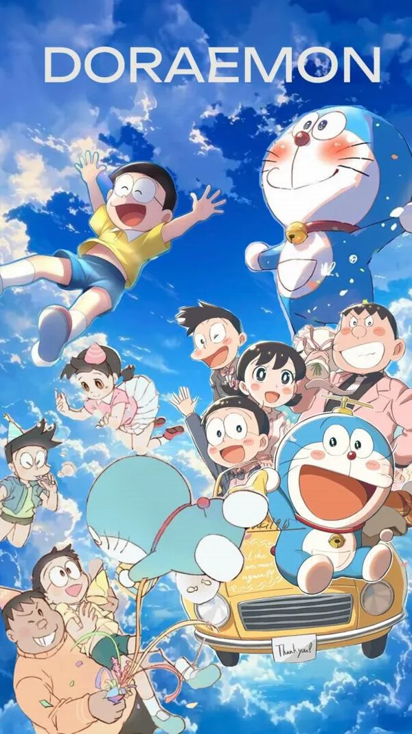 Ảnh bìa 4K Dora mèo ú tạo dáng vui nhộn, nhiều biểu cảm, nền xanh thoáng, hợp trang cá nhân