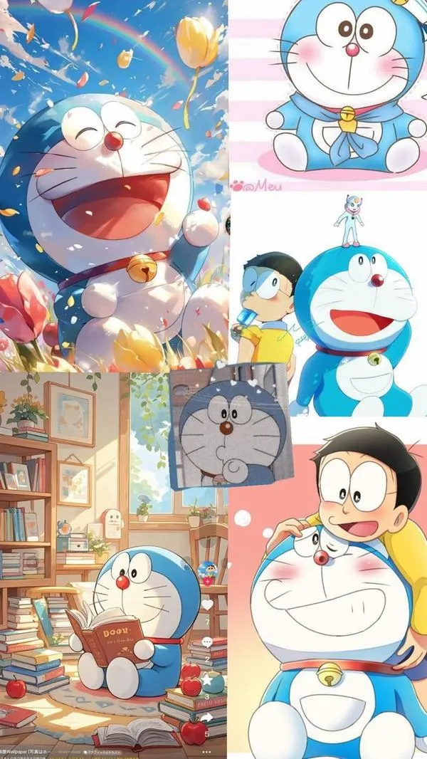 Hình đẹp Doremon với các khung truyện nhỏ, bảo bối thần kỳ nổi bật, màu tươi, chi tiết rõ