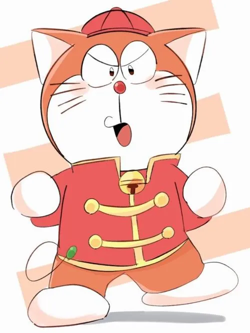 Tải ảnh Wang Dora chibi mặc đồ kung fu đỏ, biểu cảm hài, hợp dùng làm avatar