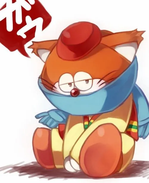 Ảnh fanart Dora-nichov ngồi trầm tư, đội mũ đỏ, quàng khăn xanh, hợp đặt avatar cá tính